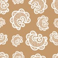 Seamless pattern.ÃÂ White doodle elements on beige background. Royalty Free Stock Photo